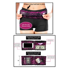 Stashbandz Running, Travel Money Belt & Fanny Pack with Silicone Grip Made of Pretty Lace Hip Travel Wallet, Mini Purse Belt with 4 Wide Pockets Fits All Cell Phones, USA Made