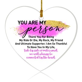 Friendship Ornament Gifts from Friend, Birthday Graduation Christmas Keepsake Gifts for Best Friend BFF Besties Acrylic Heart Hanging Ornament Gifts, You are My Person