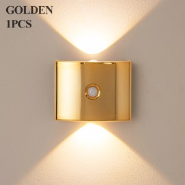Morden Wireless Magnetic Motion Sensor Wall Light RGB Smart Home USB Rechargeable Night Light Bedroom Bedside LED Wall LampsBody color: Gold, Lamp Power(W): 1, Lamp Sizes: Small