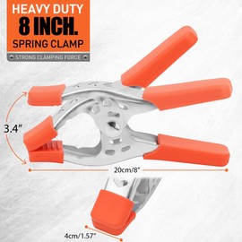 HORUSDY 4-Piece 8" inch Spring Clamp, Heavy Duty Spring Metal Spring Clamps, 3.4"-inch Jaw opening
