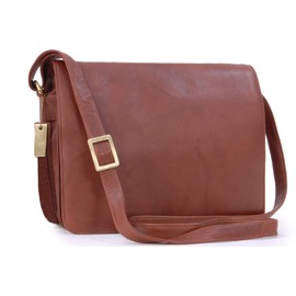 VISCONTI - Damen Leder Umhängetasche - Crossbody Bag Mittelgroß - Arbeitstasche mit Verstellbarer Schultergurt - TESS - 754 - Braun