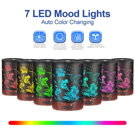 Essential Oil Diffuser- Aromatherapy Diffuser with7 Colors Light, and Auto-Off - Metal Cool Mist Humidifier for Home and Office(Hummingbird)…