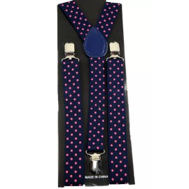 Unbranded Unisex Clip-on Braces Elastic Blue/Pink "Polka Dot" Suspender