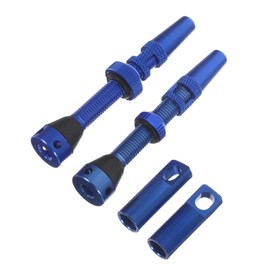 WHAMVOX 4pcs Tubeless Tire Valve Stem Extension Kit with Durable Reverse Valve for Easy Inflation and Deflation Stable Air Pressure Suitable for Mountain and Road Bikes Blue Set