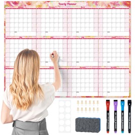 Ospelelf Undated Wall Calendar Dry Erase 12 Month, Large Laminated 2026 Calendar 36.6'' x 48'' Yearly Monthly Family Office Calendar