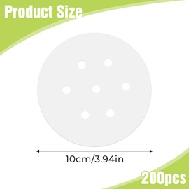 200Pcs Bamboo Steamer Paper, Round Bamboo Steamer Liner with Holes Air Fryer Parchment, Disposable White Anti-Stick Paper for Steamed Buns Dumplings Baking Cooking(4 Inch)