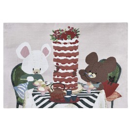 Marushin 4335006800 Place Mat, Bear's School, 13.0 x 18.9 inches (33 x 48 cm), Happy Pancakes, Gobelin Weave