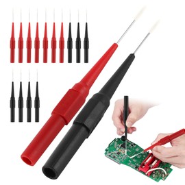 Pack of 18 Test Probe Multimeter, 0.7 mm Multimeter Test Probe, Insulation Piercing Measuring Tips for Multimeter, Banana Plug Test Probe Needle for Car Repair (Red, Black)