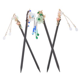 Gatuida 4pcs Chinese Hairpin Retro Wooden Hair Sticks with Flower Design Vintage Hanfu Hair Forks for Elegant Updos and Qipao Accessories