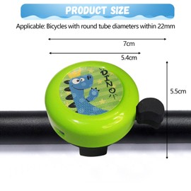 Children's Bicycle Bell, Green Dinosaur, Boys/Girls, 120 dB Loud Bicycle Bell for Bicycle, Scooter, Tricycle, Gift for Birthdays, Christmas, Children's Day