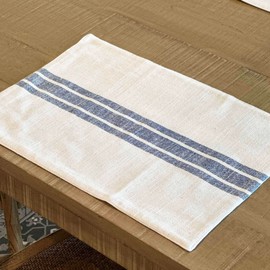 Piper Classics Market Place Blue Grain Sack Stripe Placemats, Set of 4