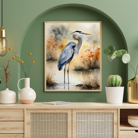 VNUIEHG Oil Hand Painting Bird DIY Paint by Numbers, Heron Bird Painting on Canvas for Adults Beginner, 40x50cm, Without Frame