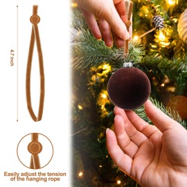 Daifunli 100 Pcs Christmas Anchor Velvet Ornament Strings Adjustable Ornament Hooks Non Slip Hangers Hooks Tree Anchor for Christmas Tree Decorations(Brown)