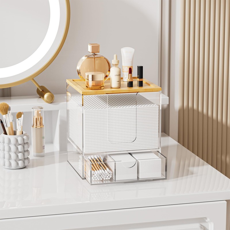 Acrylic Disposable Face Towel Holder, Clean Container Box, Clear
