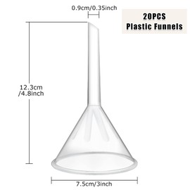 20PCS Plastic Funnel Set, 3" Plastic Funnel, Clear Funnels for Filling Bottles, Lab, Water Bottle,Capsule,Oils, Perfume, Liquid