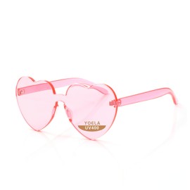 OLINOWL Yoela Heart Thick Oversized Rimless Sunglasses One Piece Heart Shape Eyewear Colored Sunglasses for Women