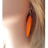 Orange Feather Earrings - Handmade Slim Look