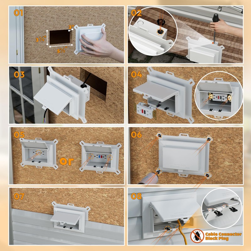 2 Pcs Recessed Outlet Box, DBHS1W-1 Low Profile Electrical Boxes,