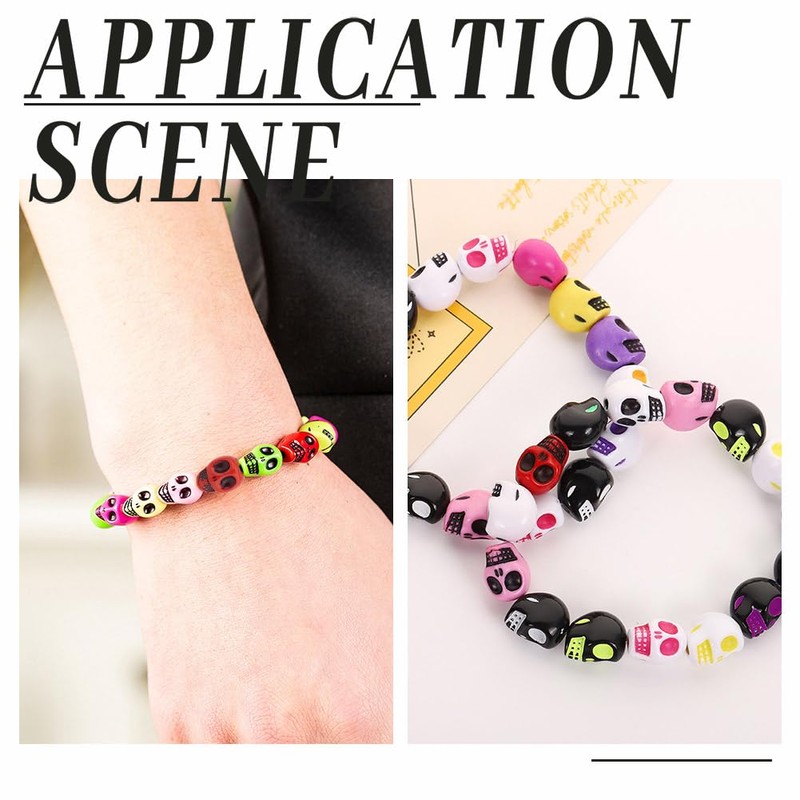 Arricraft 400pcs Halloween Acrylic Skull Beads, 4 Styles Mixed Color,