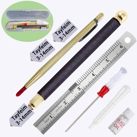Tayfeim Glass Cutters tools 3mm-14mm,Pencil Style Oil Feed Glass Cutter Carbide Tip Pen，Glass Cutting Tool kit Glass Scoring Tool for Stained Glass Mirror Tiles Mosaic Bottles ﻿