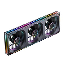 ​JONSBO ZA-360BR (Reverse) PC Case Fan,All(3)-in-One,Single Frame Unit with 3x120mm 3Pin ARGB Fans,PWM, Reverse Blade Silent Fans with 4-Sides Infinity Mirror Fan,Aluminum Nameplate,28mm Thick Black