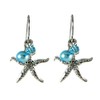 Silver Tone Starfish Seahorse & Cultured Freshwater Pearl Charm Earrings
