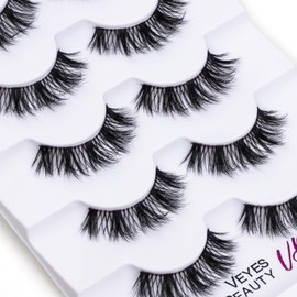VEYESBEAUTY Bayes Beauty False Eyelashes Wispy Lightweight Natural Look Fluffy 3D Layered Volume Mink Thin and Invisible Band Bold Bloom Comfortable and Reusable 5 Pairs / 베예스뷰티 인조 속눈썹 위스피 경량 내추럴 룩 플러피 3D 레이어드 볼륨 밍크 얇고 보이지 않는 밴드 볼드블룸 편안하고 재사용 가능한 5쌍 5 pa