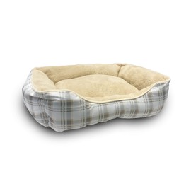 Modern Threads - Luxury Dog Bed - Oxford Printed Plush Cuddler for Small to Medium Dogs - Machine Washable - Pamper Your Pet with Cozy Beds - Flannel, Beige