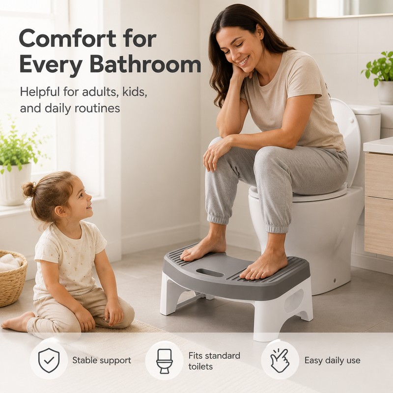 Toilet Foot Stool for Bathroom Posture – Anti-Slip Squatting Aid