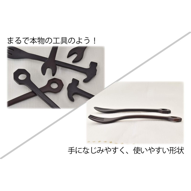 TOUGEI Gift Wooden Cutlery Set, Tool, Spoon, Fork, 6-Piece Dinnerware