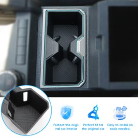 Auovo Cup Holder Insert for 2025 Toyota 4Runner Accessories Non-Slip Cup Coast Center Console Interior Drink Bottle Holder Organizer Black(TPE)