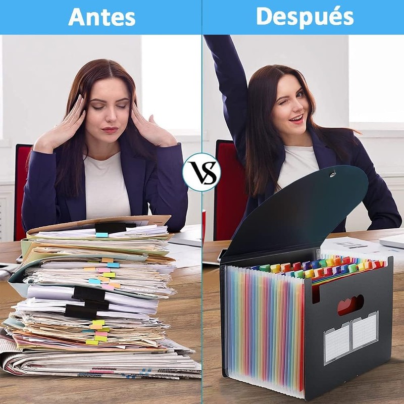 Organizador de Archivos de Acordeón, Carpeta Expansible 25 Compartimentos
