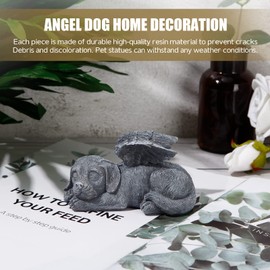 Offfay Pet Memorial Stone, Dog Memorial Gifts, Resin Pet Memorial Statue Grave Marker for Cemetery Memorial Bereavement Gifts Angel Wings Figurine to Honor Cherished Pets
