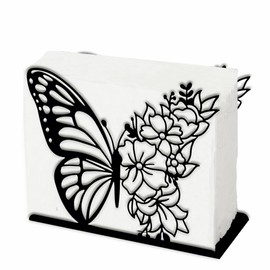 SUPERDANT Napkin Holder with Butterfly Flowers for Tables Napkin Dispenser Made of Black Iron in Butterfly Shape Openwork Design Napkin Holder Flowers Napkin Holder Decor for Kitchen