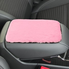 LHDOS Fluffy Car Center Console Cover - Soft Furry Armrest Box Mat Protector Car Armrest Cover Cushion - Universal Armrests Seat Box Cover Pad Middle Console Covers for Most Vehicles (Pink)
