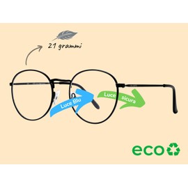 Okulars® Eco Metal Recycled Blue Light Adjustable Glasses for Men and Women - One Size, black