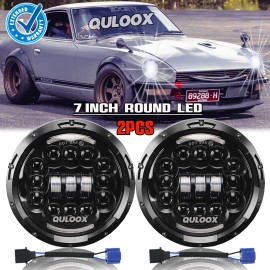 QULOOX Black Pair 7inch Round LED Headlights Hi/Lo Beam For Datsun 280ZX/240Z/260