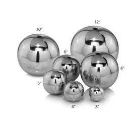 Modern Day Accents 3295 Bola Polished Sphere, Silver Aluminum, Filler, Decorative Orbs, Tabletop Modern Wall Decor, Decorative Balls for Centerpiece Bowls, Home Office, Home Decor, 5-inch Ball