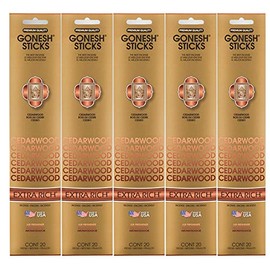 Gonesh Incense Sticks Extra Rich Collection - Cedarwood 5 Packs (100 Total)