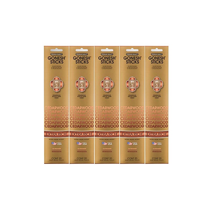 Gonesh Incense Sticks Extra Rich Collection - Cedarwood 5 Packs