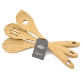 Dehaus® Premium Bamboo Wooden Spoons - Set of 3 - Luxury Slotted & Pointed Cooking Spoon - Kitchen Spoon Utensil Accessories - Wood Cooking Tools for Non Stick Pan or Wok - Mini Starter Sets