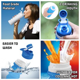 Nefeeko Collapsible Water Bottle , 26oz Silicone Foldable Water Bottles Leakproof BPA Free Travel Water Bottles with Carabiner, Portable Sport Water Bottles for Camping,Hiking Outdoor Indoor Sport