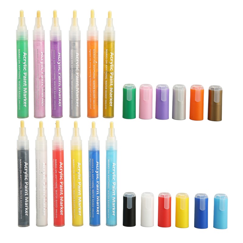 12pcs Nail Polish Pens Multiple Colors Quick Drying DIY Nail