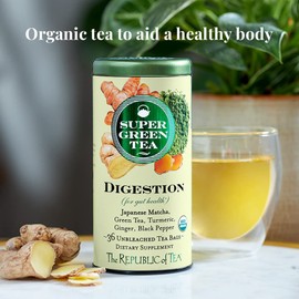 The Republic of Tea - Organic Digestion SuperGreen Tea Refill Bag, 36 Tea Bags, Naturally Caffeinated Japanese Matcha and Green Tea