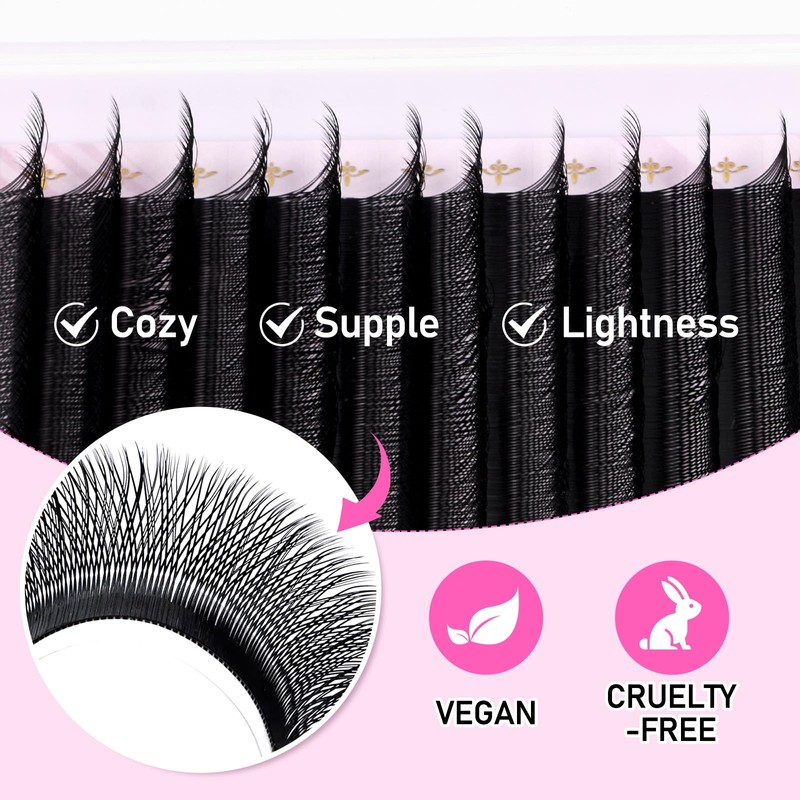 Arison Lashes Extensiones De Pestañas En Forma De W, Volumen
