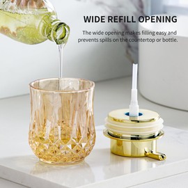 Glass Soap Dispenser,Glod Bathroom Hand Liquid Soap Dispensers,Refillable Modern Home Soap Dispenser for Bathroom,Kitchen(Gold Liquid Type/1Pcak)