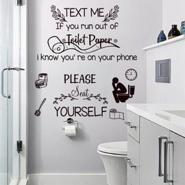 Toilet Woll Decals Sticker Quote Text Me If You Run Out of Toilet Paper Wall Decor Vinyl Wall Decal Home Stickers Vinyl Bathroom Art Decor.