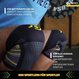Theyet 7 mm Neoprene Compression Knee Wraps for CrossFit (Pack of 2) | Knee Braces for Men and Women | Knee Support for Powerlifting, Weightlifting and Strength Sports | Knee Pads Additional Support