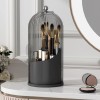 Unbranded Rotating Makeup Brush Holder with Lid Vanity Desktop Bathroom