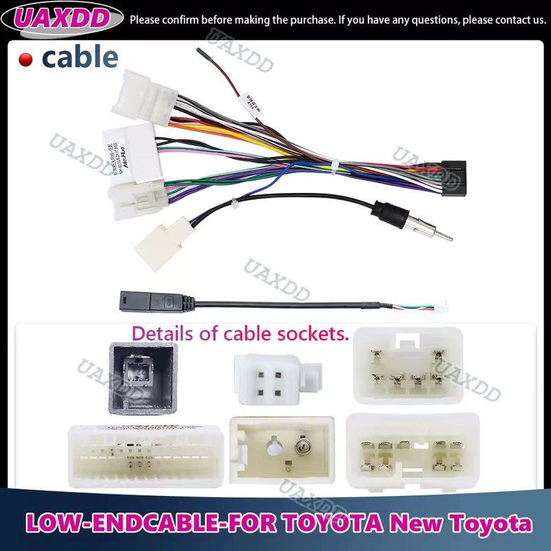 2-Pack Toyota Low-End Car Stereo Wiring Harness Cables, Multiple Vehicle-Specific
